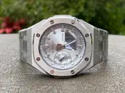 New Casio G-Shock GA2100 Custom MOD All SILVER Color Positive Display 2025
