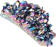 Vaguelly 1Pc Colorful Plated Crystal Cluster Ornament Natural Desktop Adornment for Home Office Style for Fish Tank Gardening Festivals and Housewarming