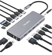 Laptop Docking Station Dual Monitor 14 in 1 USB C Hub Multiport Adapter Dongle