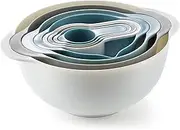 Lccowot 8PCS Plastic Mixing Bowls Set, Nesting Design, Includes 2 Mixing Bowls, 1 Colander, 1 Sifter and 4 Measuring Cups, 1.9 quarts, Dishwasher Safe, Ideal for Baking and Cooking