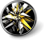 [FZMVSQH] Abstract Black White Yellow Printed Round Button Pin Badges Metal Pinback Buttons 1 Inch Pins for Hat Shirt Clothing Bags Decoration, Circular, Aluminum, Circular, Aluminum