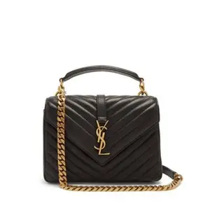 【二手】YSL Saint Laurent 中款 黑色 金扣銀扣 學院包 斜背包 肩背包 側背包