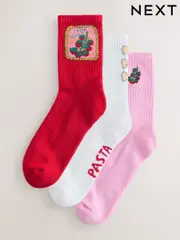 Pasta Cushion Sole Ribbed Sport Ankle Socks With Arch Support 3 Pack (AW7190) | $19