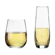 Corto 12 Piece Stemless Glassware Set Tmbler Wine Champagne Flute cm Clear