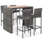 5-Piece Bar Set Outdoor Patio Garden Dining Stools Chairs Table Setting Rattan