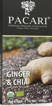 Pacari Ginger & Chia Chocolate Bar - 1.76 oz. 50 g.
