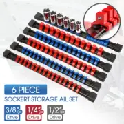 6Pc Socket Holder Sockets Storage Rail Rack Organizer Mountable Sliding