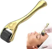 Derma Roller 0.5mm - 540 Needles Micro Needle Roller for Skin Care and Beard Growth, Facial and Scalp Treatment, Promotes Hair Growth and Improves Skin Vitality (Gold)