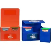 Monster Magnetic Double Card Deck Box 2pk w/ Removable Deck Sleeves- Blue/Orange