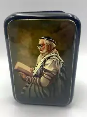 Beautiful Lacquer Box "In sinagoga" Hand Painted Papier-Mache Jewelry Box