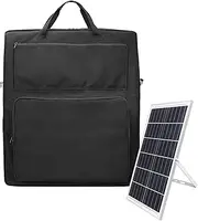 Double-Layer Solar Panel Storage - Portable Waterproof Organizer, Black Nylon Case | Multi Pocket Solar Panel Bag with Shoulder Strap for Outdoor, Travel, Hiking, Setup Use