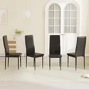 [ADVWIN] Dining Chairs Set of 4 Kitchen Chair Reading Seating Nursing Seats Home Furniture for Dining Room Living Room Cafe Meeting Room PVC Black