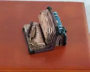 Dollhouse Old Book Display Worn Weathered Resin Feather Pen 1:12 Scale Miniature