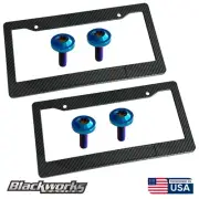 2 CARBON FIBER LICENSE PLATE FRAME TITANIUM BURNT ANTI THEFT SECURITY BOLTS TORX (for: Honda Civic)