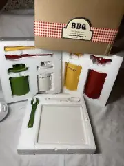 Potterybarn Ceramic Jar With Top BBQ Condiment Four Piece Set