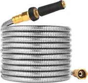 Metal Garden Hose 25 FT - 304 Stainless Steel Water Hose 25 FT - Expandable
