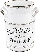 Vaguelly 1pc Retro Metal Flower Kettle Decorative Flower Arrangement Vase with Letters Pattern Desktop Ornament for Home Garden and Office Decor