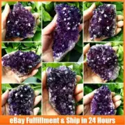 Natural Quartz Crystal Cluster Amethyst Geode Druzy Rough Stone Specimen Healing