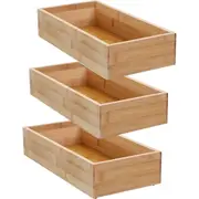3x Boxsweden Bamboo Organisation Tray 30x15cm Storage Organiser Home Container