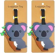 [JANTONOR] 2 PCS Cute Koala Travel Luggage Labels with Name ID Cards and Straps, Silicone Cartoon Animal Luggage Tags for Suitcase Bag Baggage