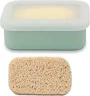Portable Travel Soap Case with Draining Layer,Enhanced Leak Proof Silicone Travel Soap Container,Shatterproof Soap Holder for Traveling, Camping, Gym, Dorm, Bathroom (Green, 12 * 8.5 * 4cm)