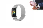 Stainless Steel Metal Band Compatible with Fitbit Charge 5 Magnetic Adjustable Bracelet Strap-Silver