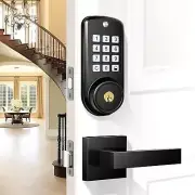 Keyless Entry Door Lock with 2 Lever Handles, Electronic Keypad Deadbolt, Auto
