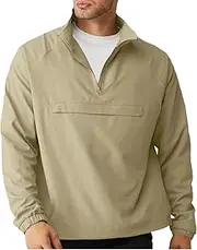 [Aulemen] Men's Casual Quarter Zip Pullover-Athletic Lightweight Jackets Hiking Golf for Men Mock Neck with Pockets