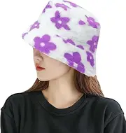 [CENZICOM] Women Winter Soft Faux Fur Plush Bucket Hat, Fisherman Cap, Outdoor Thick Warm Sun Cap