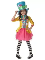 Mad Hatter Girls Deluxe Costume (Long Hanging)