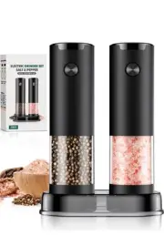 Electric Salt and Pepper Grinder Set Automatic Black/Black (Black Base) RT12
