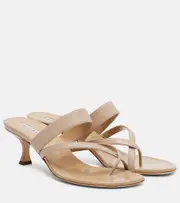 [Manolo Blahnik] Manolo Blahnik Susa 50 leather thong sandals AU 7 beige