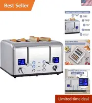 Versatile 4 Slice Toaster: Extra Wide Slots & Dual Control for Perfect Toast