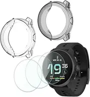 [FCMEDZI] Watch Screen Protector Compatible for Suunto Race S, Premium Tempered Glass Screen Protective Film and Soft TPU Frame Case Cover for Superior Protection （3 + 2 Pack）