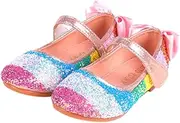 [VALICLUD] Professional Boys and Girls' Dance Shoes Sequin Sole Shoes Comfortable Pu Strap Strong Sole Size 24 Pink