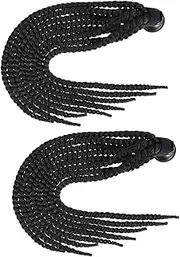 FUNOMOCYA Motorcycle Helmet Wig 2pcs Decorative Braids Helmet Adornments Ponytail Style