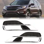 Pair Fog Light Grille Chrome Framework Bumper Cover Trim For Honda CRV 2015 2016 (for: Honda)