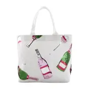 Mud Pie Women Holiday Sparkle Tote, White, 22" x 14.5"