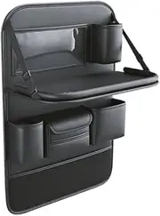 Auto Multifunctional Back Seat Storage Bag With Foldable Table Tray Tablet Holder Tissue Box Car Interior Accessories(Black)
