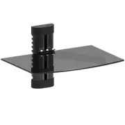 GLASS SHELF WALL MOUNT UNDER TV CABLE BOX COMPONENT DVR DVD BRACKET