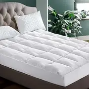 Giselle Bedding 1000GSM Mattress Topper Double, Washable Hypoallergenic Underlay Mat Pad Mattresses Protector, Microfibre Filling 5cm Thick Pillow Top Topper with Elastic Deep Pocket