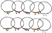 [OATIPHO] 10Pcs Vintage Boho Adjustable Anklet with Porcelain Beads Handmade Braided Bracelets for Women Fresh Summer Jewelry for Beach Casual Wear