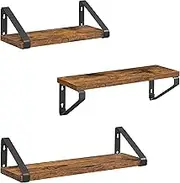 VASAGLE Wall Shelf Floating Shelf 2 Pack 2 Ways to Mount Hanging Storage Shelf for Living Room Kitchen Office Bathroom Rustic Brown and Black LWS33BX