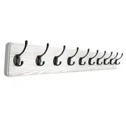 Rustic Coat Rack Wall Mount, 38.6 Inch Long Solid Pine 10 Hooks - 1 Pack White