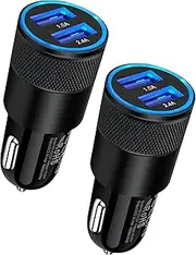 Car Charger, [2Pack/3.4a] Fast Charge Dual Port USB Cargador Carro Lighter Adapter for iPhone 16 15 14 13 12 11 Pro Max X XR XS 8 Plus, iPad, Samsung Galaxy S25 S24 S23 S22 S21 Ultra, Z Fold6, Z Flip6
