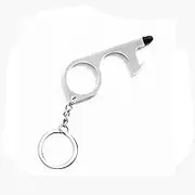 No-Touch Door Opener, 1pcs No-Touch Door Opener Opener Keyring Tool Safe Touch Key for Outdoor ATM Machine Elevator(Silver)