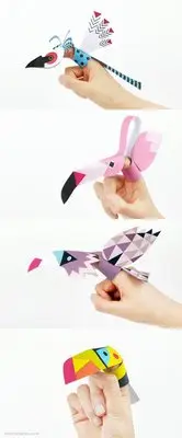 在飛比找Yahoo!奇摩拍賣優惠-兒童益智DIY立體手工制作手指小動物卡通玩偶3D紙質模型紙藝
