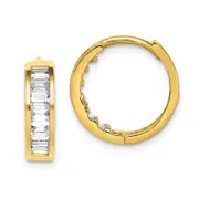 10K Yellow Gold Cz Hinged Hoop Earrings