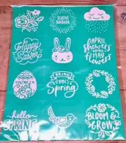 Brand New Retired Hello Spring Minis Chalk Couture Transfer Stencil Size B