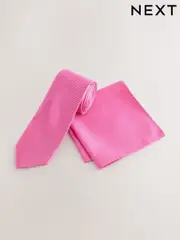 Fuchsia Textured Tie And Pocket Square Set (AN6521) | $51